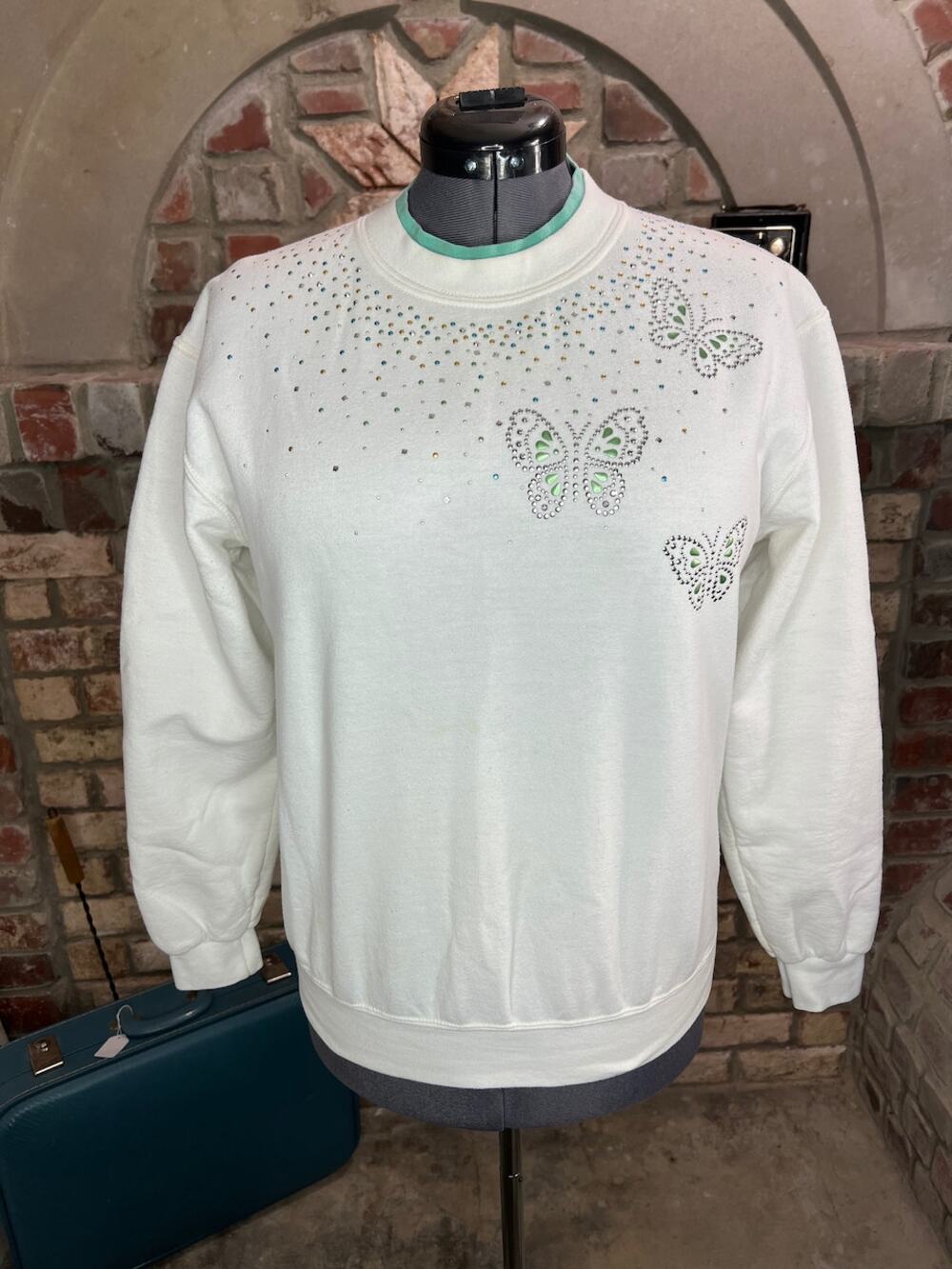 Democracy Active duty chambray denim lace sweatshirt